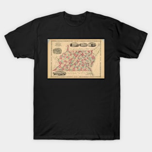 Vintage Map Delaware, Maryland, West Virginia, Virginia T-Shirt